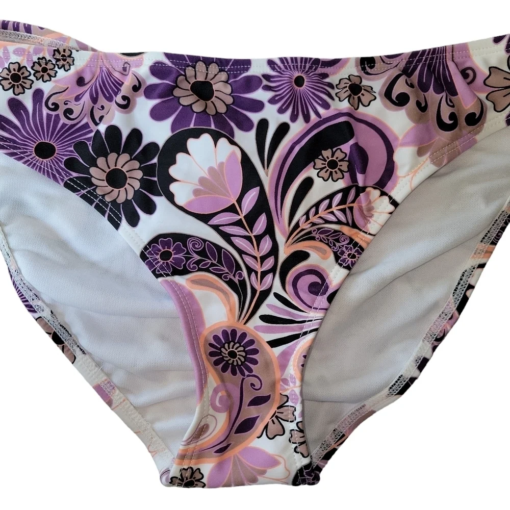 Salt + Cove NWT Junior's Purple Paisley Hipster Bikini Bottoms Size L
